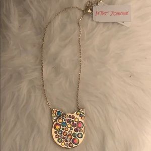 Betsey Johnson Rhinestone Cat Necklace
